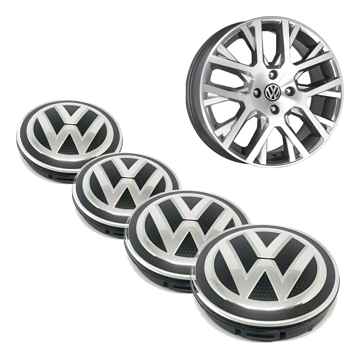 Kit de tapacubos centrales para llantas Bora, Golf, Up (aros 14 a 17, 51 mm)