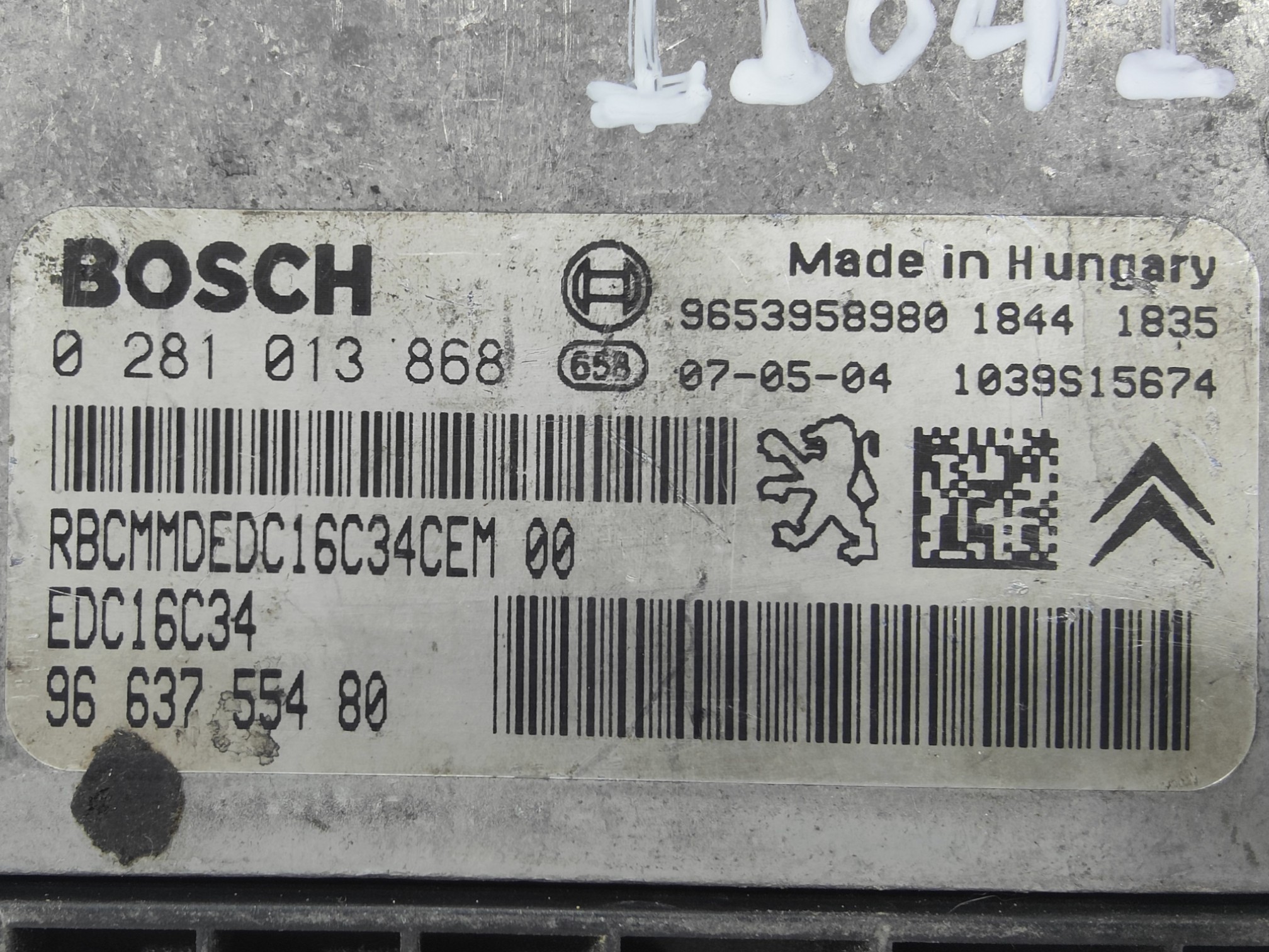 ECU de motor Peugeot 207 1.6 HDI 2007, Ref: 11041-K3C10