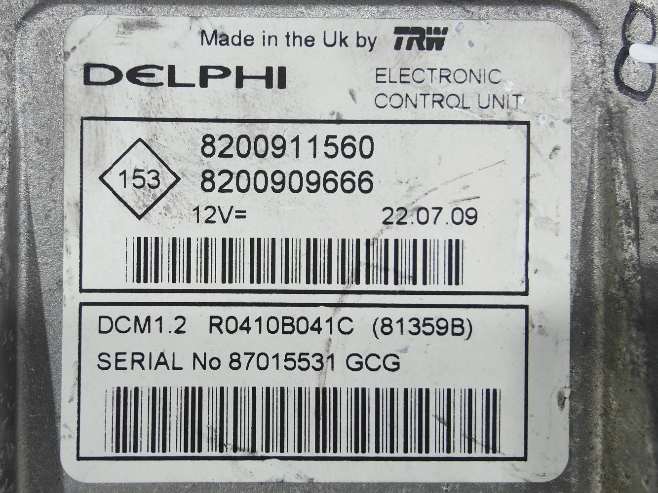 ECU de motor Renault KANGOO 1.5 dci , Ref: 10831-K3A5