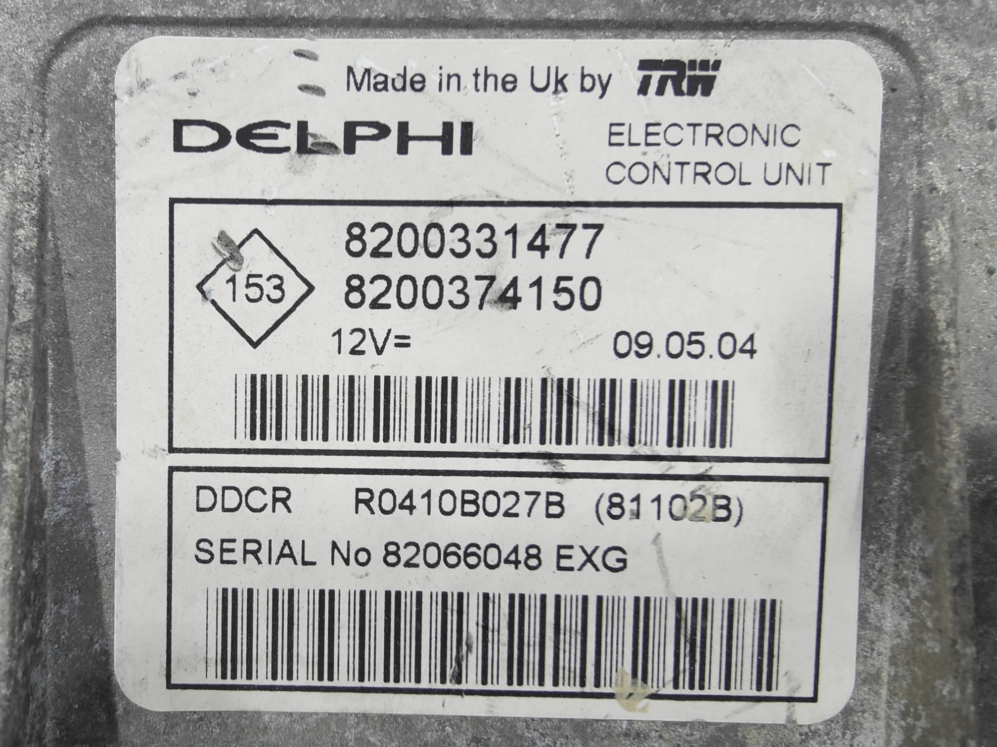 ECU de motor Renault CLIO 1.5 DCI , Ref: 8368-K3A5
