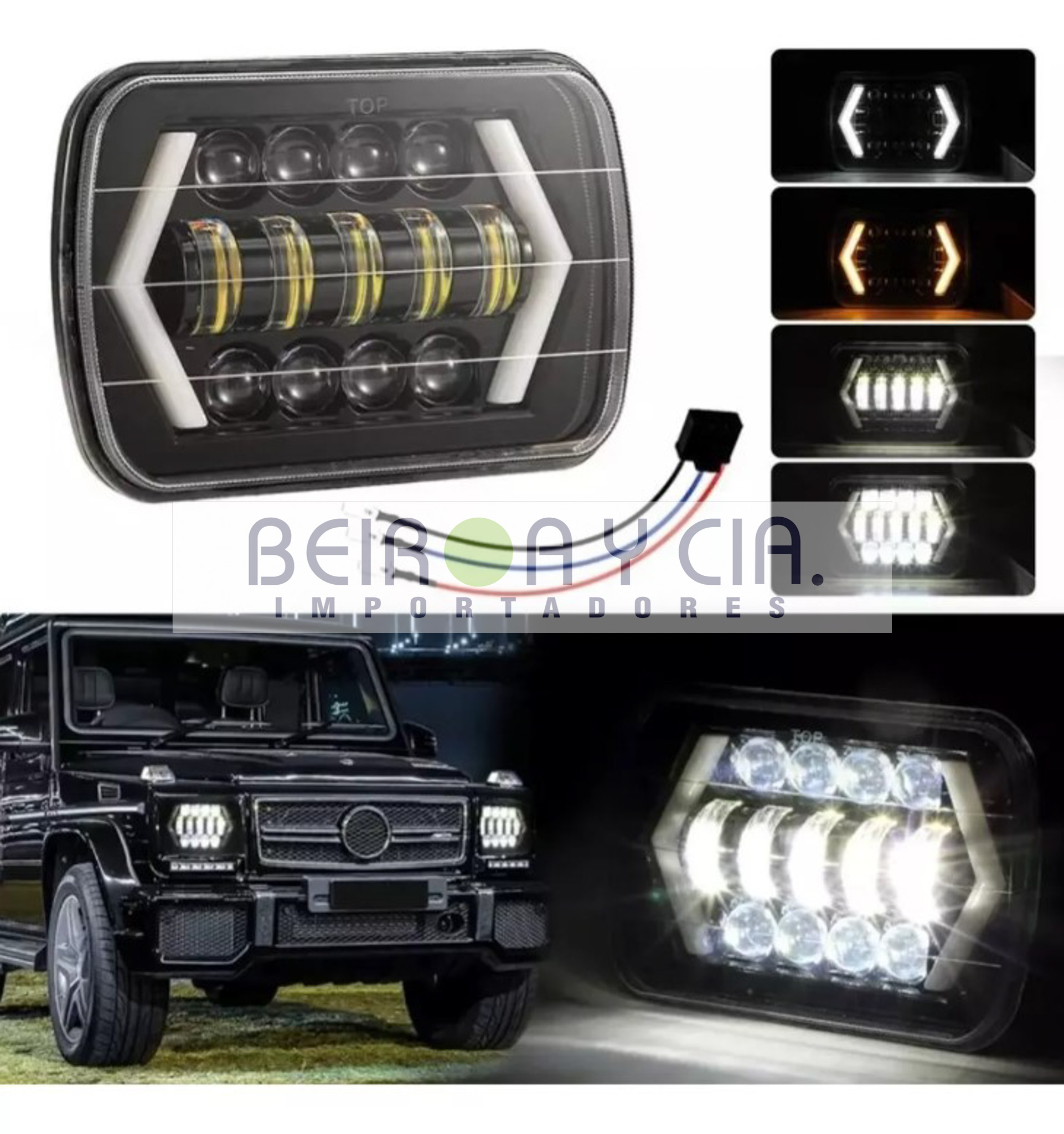 OPTICA XE LED RECT. 7″ 45W A/B SEÑ Y POS 12/24V