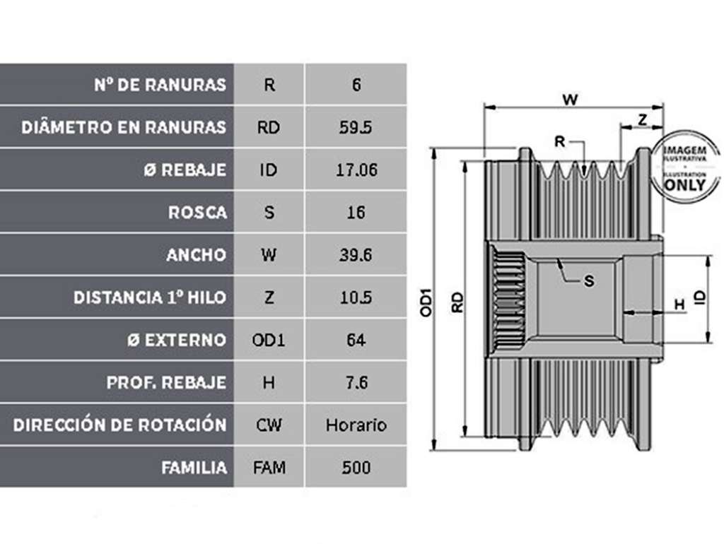 POLEA ALTERNADOR HY ELANTRA 6PK LIBRE
