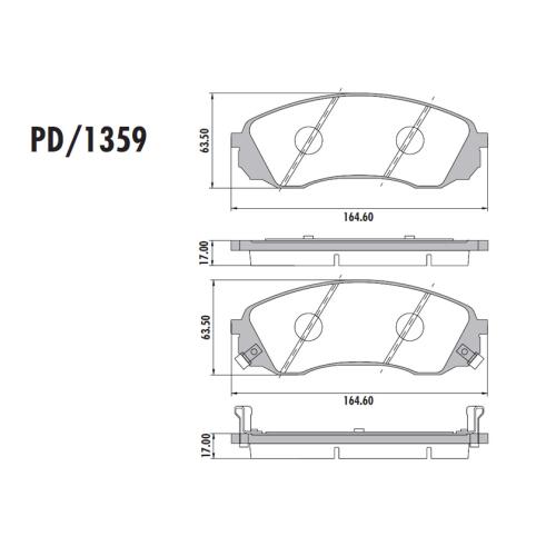 JGO. PASTILLAS FRENO KIA CARNIVAL 3.8 V6 2008... LONAFLEX  164X63X17MM