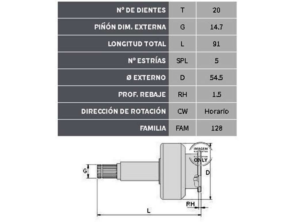 Impulsor de arranque de 20 dientes