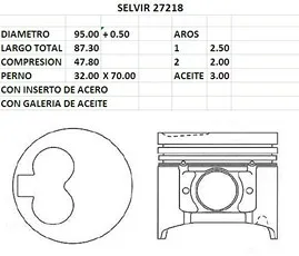 PISTONES 95mm MAZDA B2900 0.50