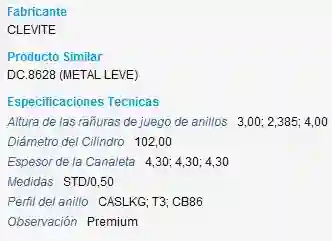 AROS 102.0mm CUMMINS ISF-ISBE STD (1cil)