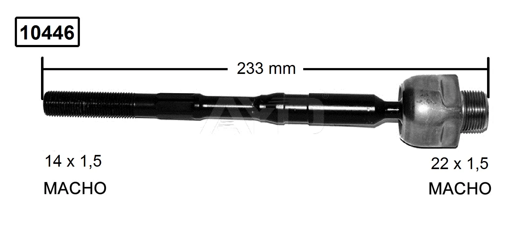 RACK END NISSAN X-TRAIL 07-QASHQAI (233mm) AYD