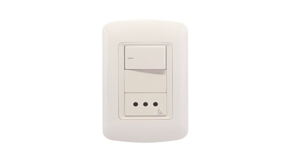 CONJUNTO PLAQUETA/TOMA 3 EN LINEA/INTERR. UNIPOLAR BLANCO