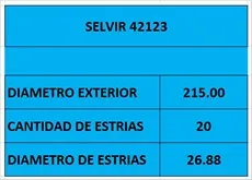 Disco de embrague de 212 mm y 20 estrías