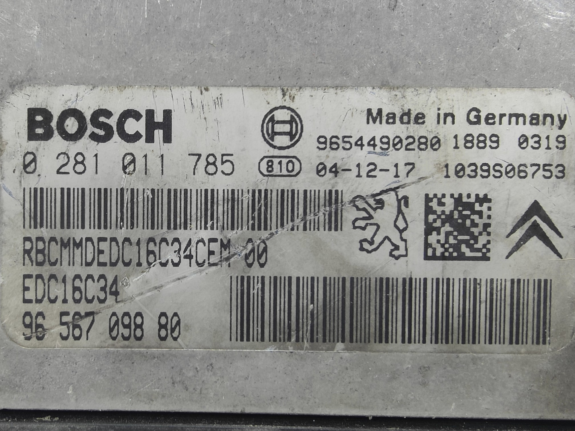 ECU de motor Citroen C2 1.4 HDI 2004, Ref: 10955-K3B9