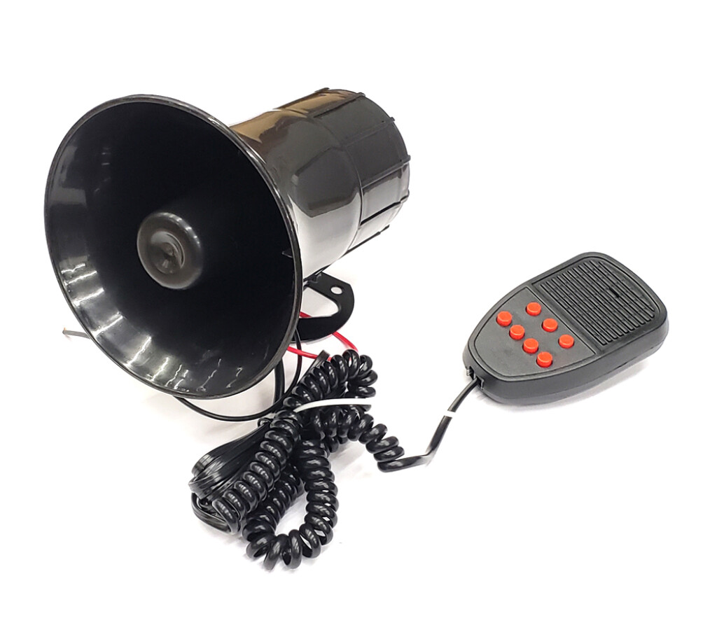 BOCINA SIRENA - 12V 30A 50W 7 TONOS CON MICROFONO