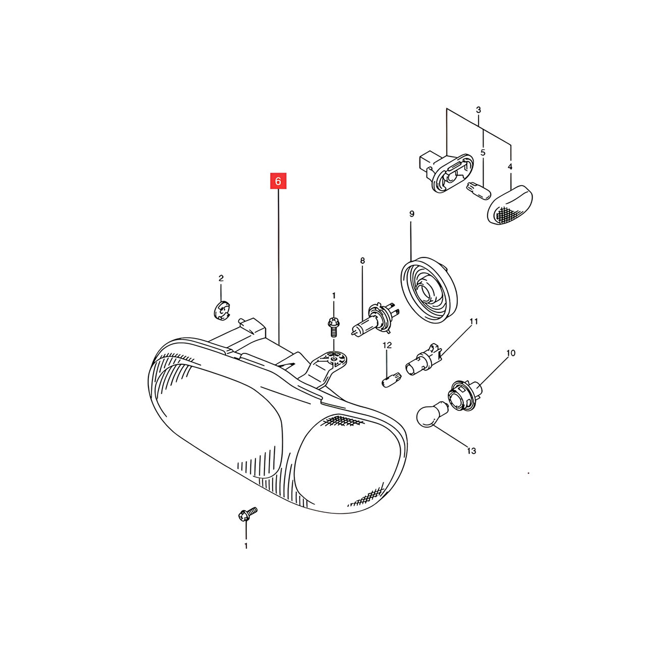 SEMIOPTICA DER. M/MANUAL (H4) -ORIGINAL-