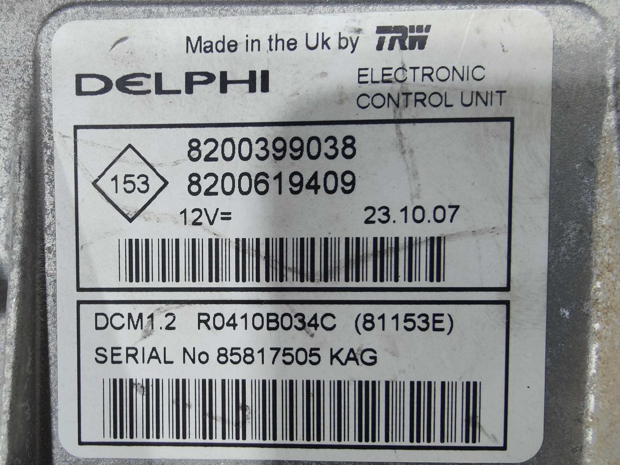 ECU de motor Renault Megane 1.5 dci , Ref: 8296-K3A5