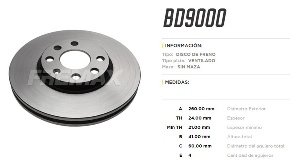 DISCO DE FRENO CHEVROLET CORSA 2/MONTANA/MERIVA/COMBO