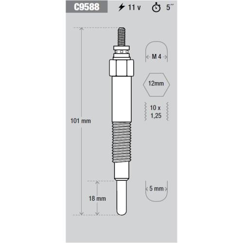 CALENTADOR NISSAN CAMIONETA C/MOTOR CD20 101/18MM 11V KESSEL