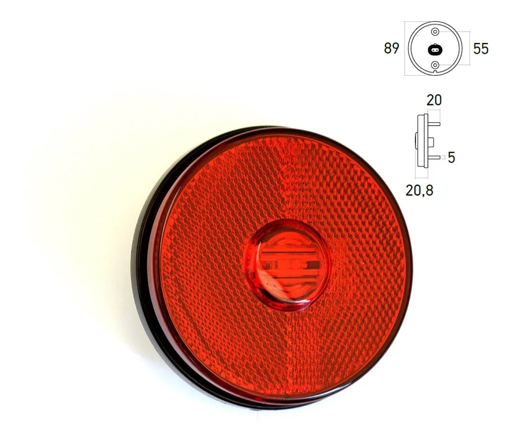 FAROL IMP. T/RANDON RED. LAT. 88MM 12/24V ROJO