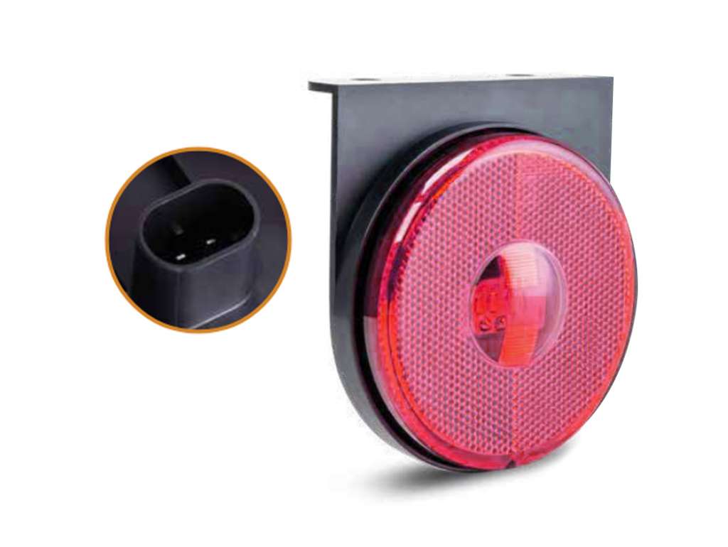 Faro lateral universal rojo 12V/24V con ficha 85mm