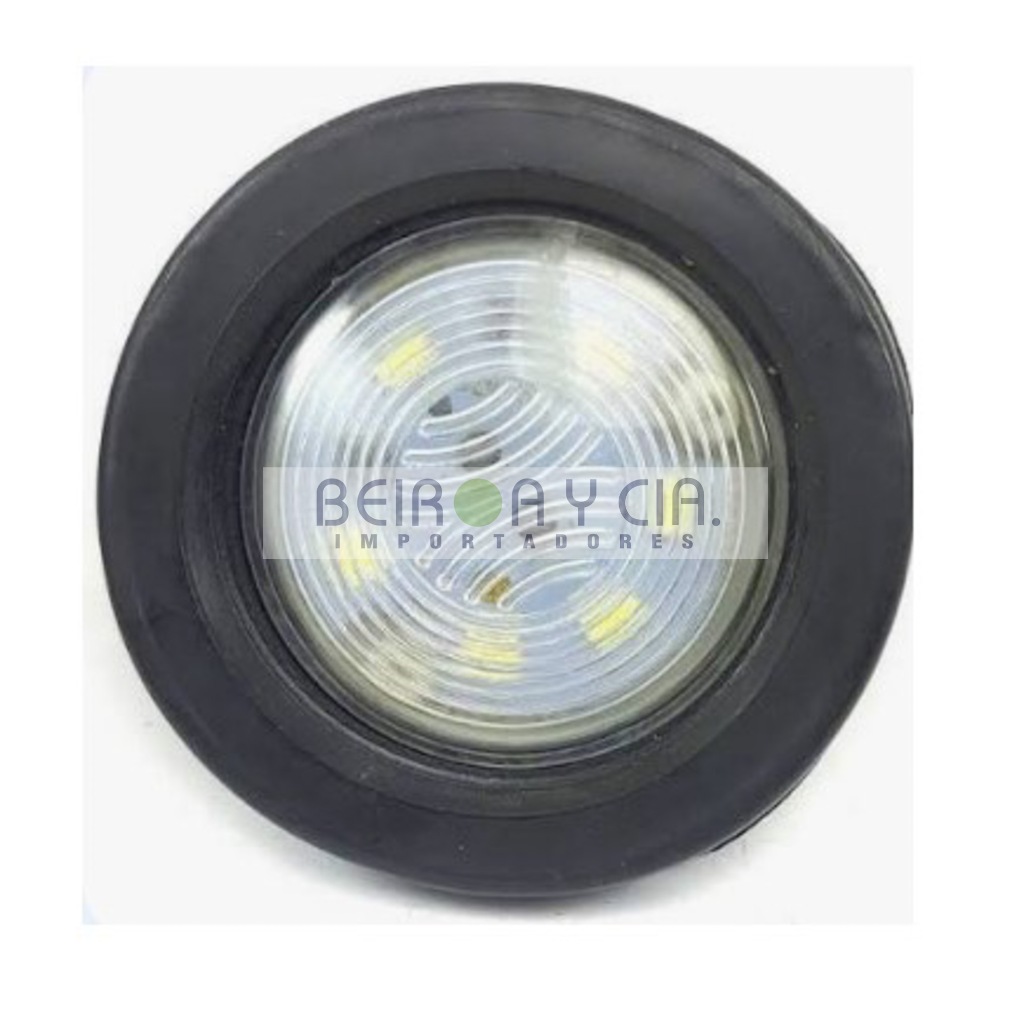 FAROL REDONDO LED 12V CRISTAL C/ARO DE GOMA