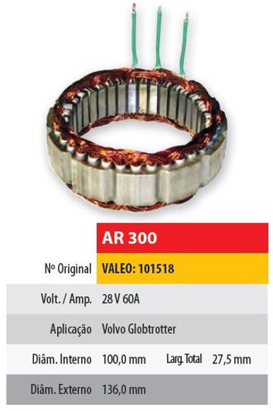 ESTATOR 24V 60AMP VALEO 101518 VOLVO (100X136X27,5)