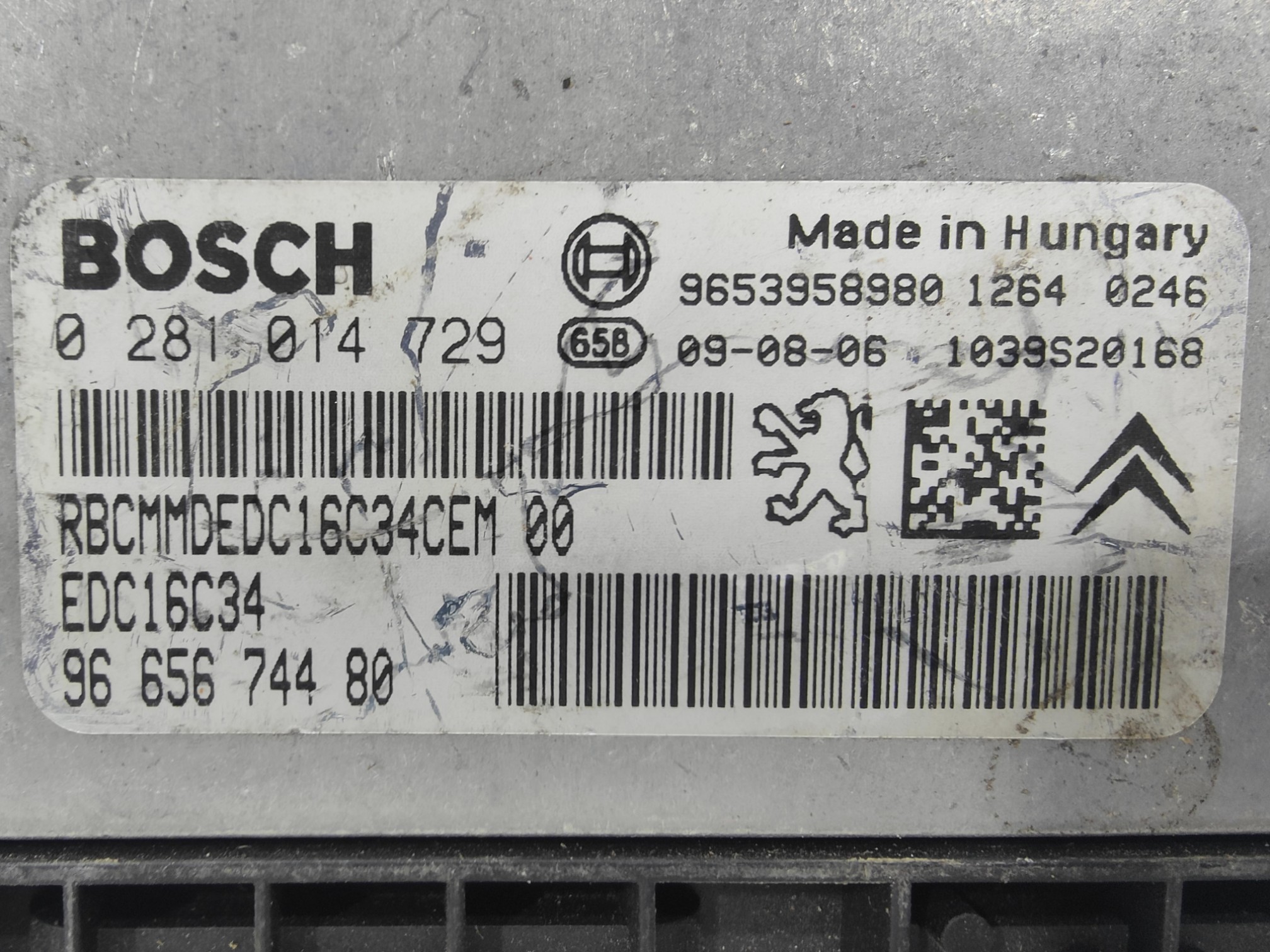 ECU de motor Citroen C4 1.6 HDI , Ref: 8092-K3B3