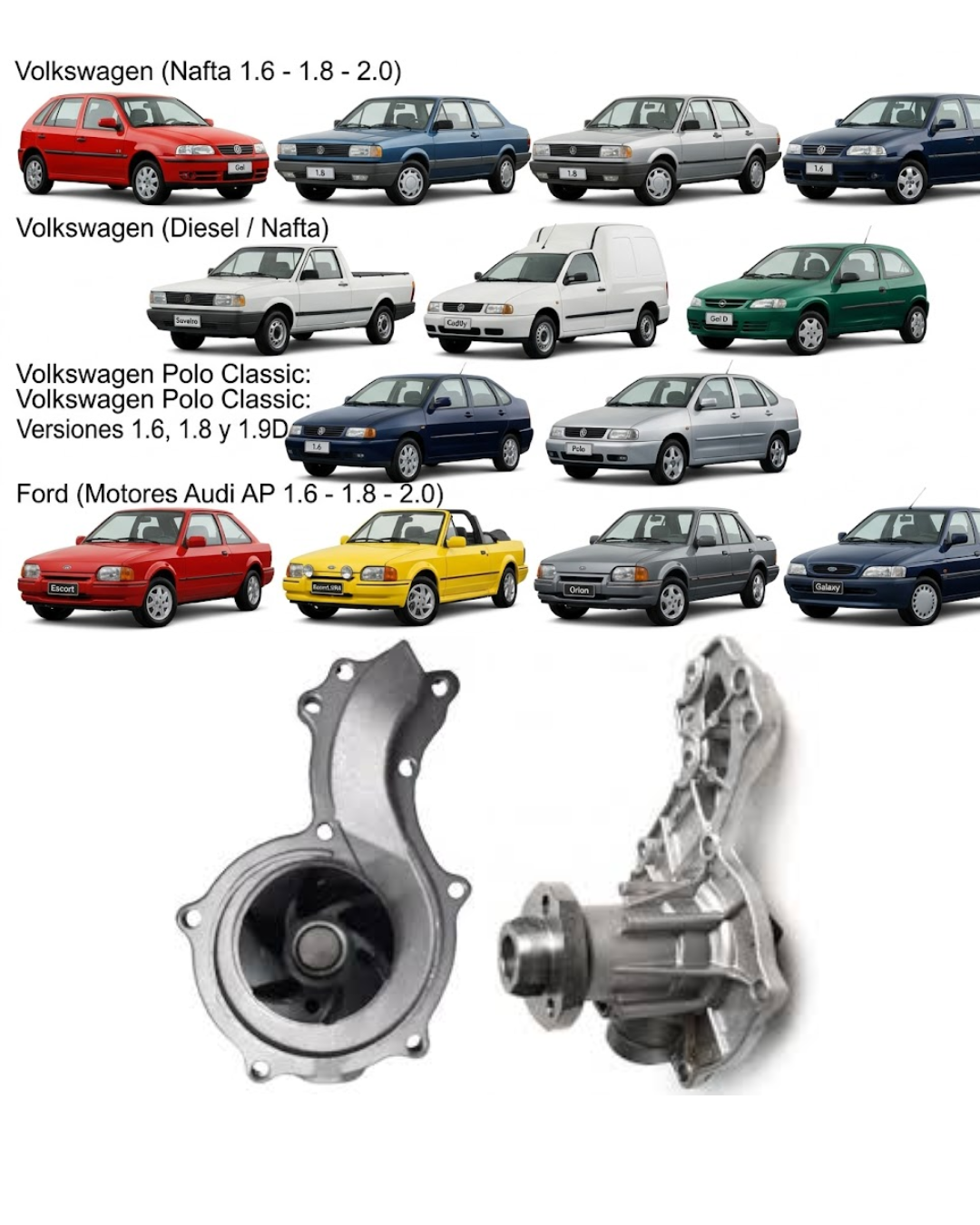 Bomba de Agua VMG – Volkswagen & Ford Motor Audi AP / Diesel (Modelos 1983 a 2008)
