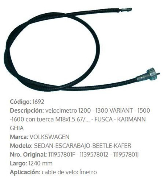 CABLE CUENTA KILOMETRO VW FUSCA 1240MM