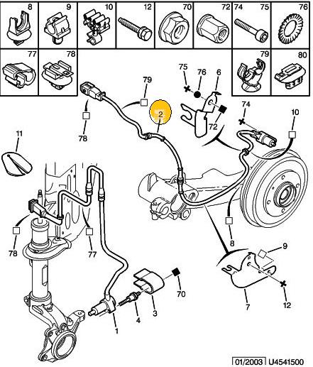 Sensor de Velocidad de Rueda ABS Trasero Izquierdo