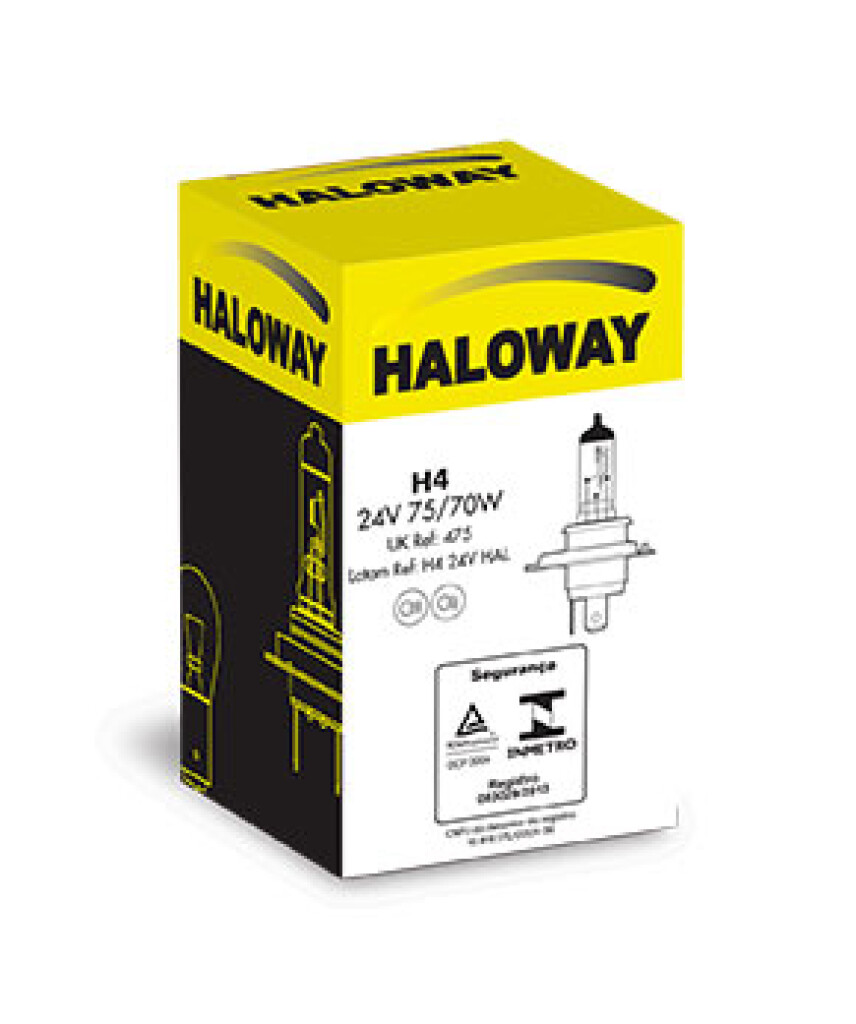 LAMPARA - HALOGENA H4 24V 75/70W P43t-38 =01662 HALOWAY