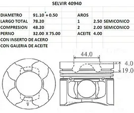 PISTONES 91.10mm MITSUB L200 2.5TD 16V 0.50 4D56