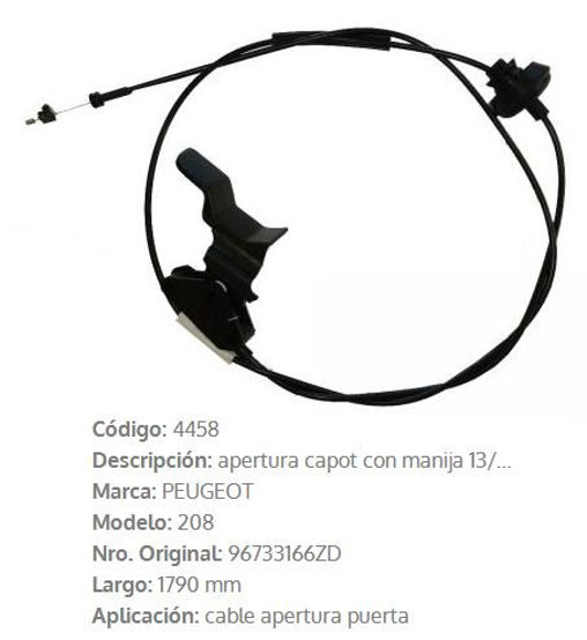 CABLE DE CAPOT PEUGEOT 208 1790MM