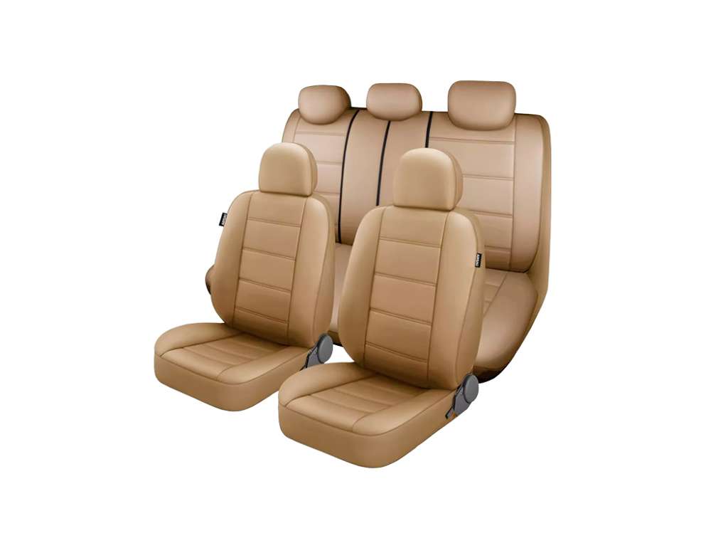 CUBRE ASIENTO UNIV. BEIGE COMPLETO ECOCUERO AIRBAG