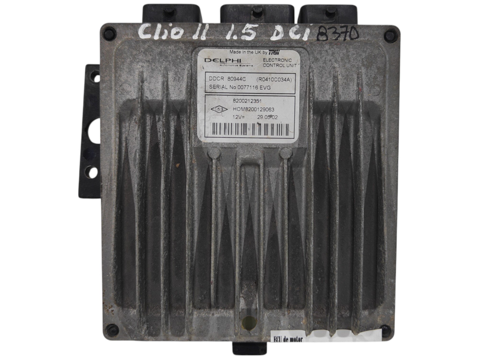 ECU de motor Renault CLIO 1.5 DCI , Ref: 8370-K3A5