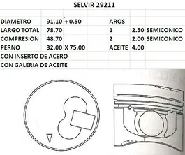 PISTONES 91.10mm MITSUBISHI 4D56TD 0.50 (T/C)