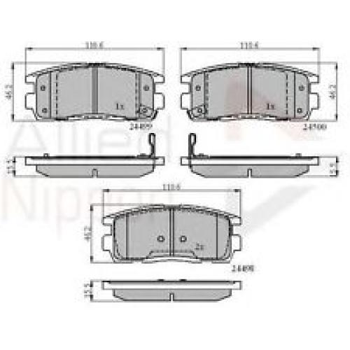 JGO. PASTILLAS FRENO CHEVROLET CAPTIVA TRASERAS 110.60x46.20X15.50MM  (24498/99/500)