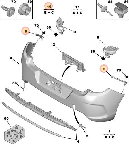 SOPORTE PARAGOLPE TRASERO CITROEN C4 II DESDE 2012 EN ADELANTE GUIAS [ORIGINAL PSA]