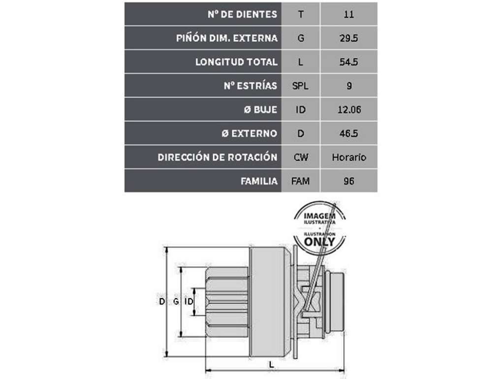 Bendix de arranque con horquilla
