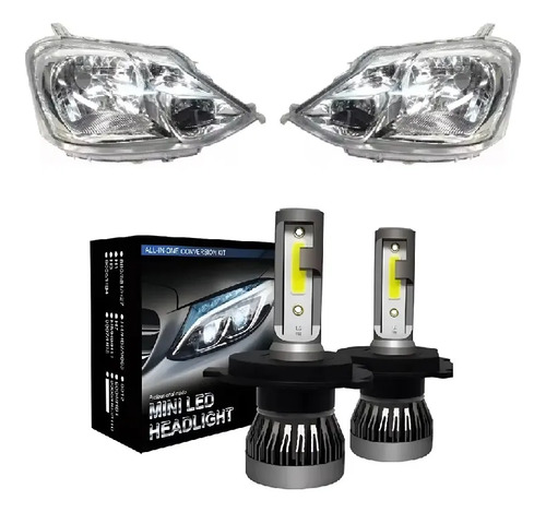 Kit Semiopticas Toyota Etios Led H4 Corta Larga 6500k 3800lm