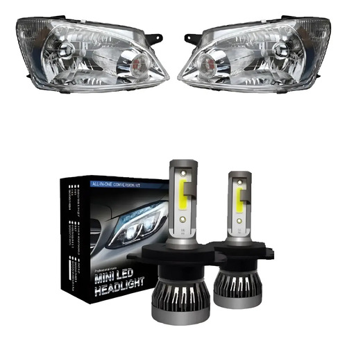 Kit Semiopticas Chevrolet Classic Led H4 Corta Larga