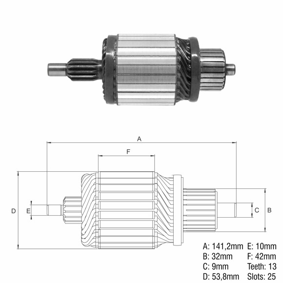 INDUCIDO 12V CHEVROLET S10 2.5 (140X53,6X13X32)