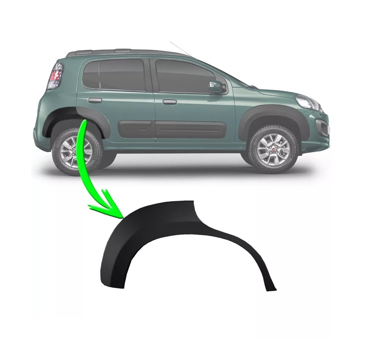 MOLDURA GUARDABARRO TRASERO DERECHO FIAT UNO EVO WAY 2017 PARTE TRASERA [ORIGINAL FIAT]