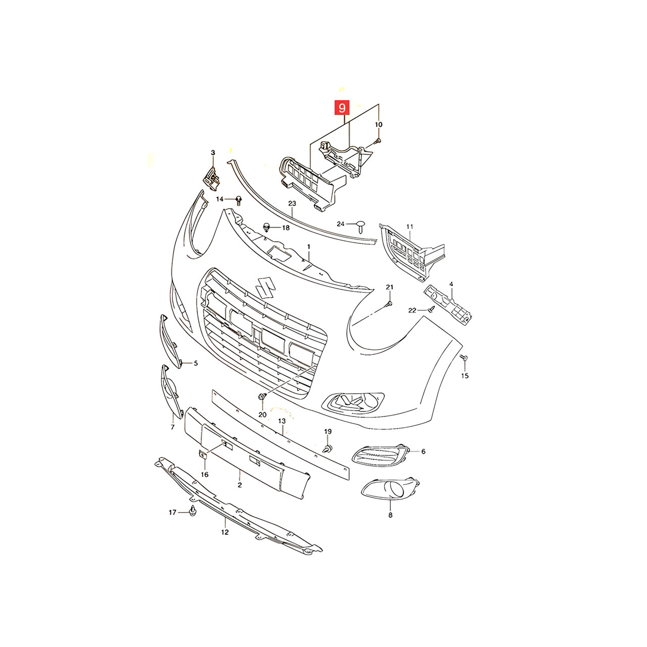 REJILLA INTERIOR SUP. PARAGOLPE DELT. -ORIGINAL