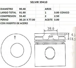 PISTONES 90.48mm MAXION 2.5 TD STD (SET DE 4)