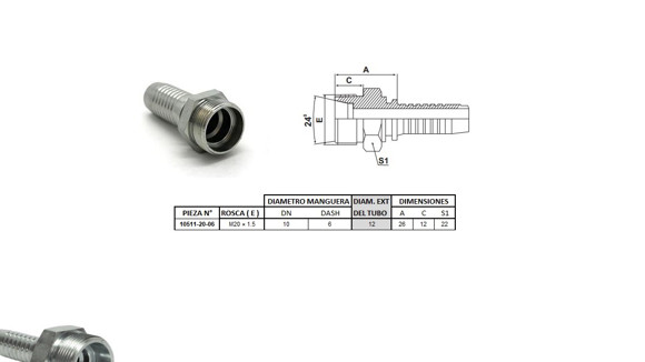 MACHO RECTO M20 X 1,5-12 06 3/8'' (MULTI ASIENTO)