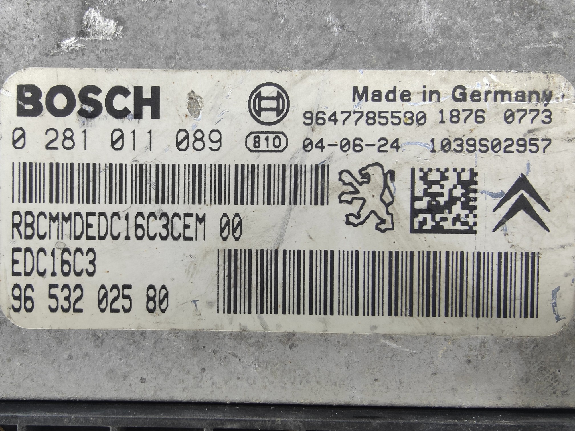 ECU de motor Peugeot Citroen 1.4 HDI 8V 8HX DV4TD 2004, Ref: 11059-K3C9