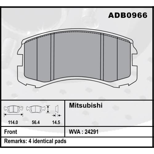 JGO. PASTILLAS FRENO MITSUBISHI LANCER 96...2003 COLT 97...2004 COMLINE 114X57X16MM-wva24291