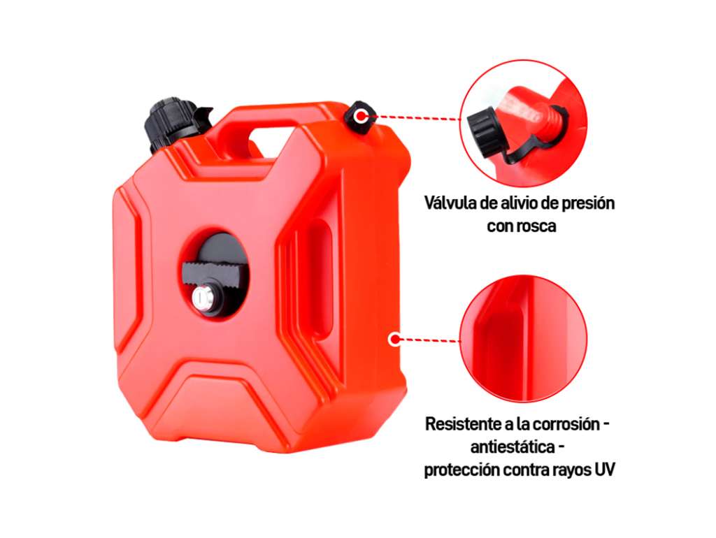 BIDON PLASTICO 5 LITROS C/SOPORTE PARA MOTO AGUA/COMBUSTIBLE