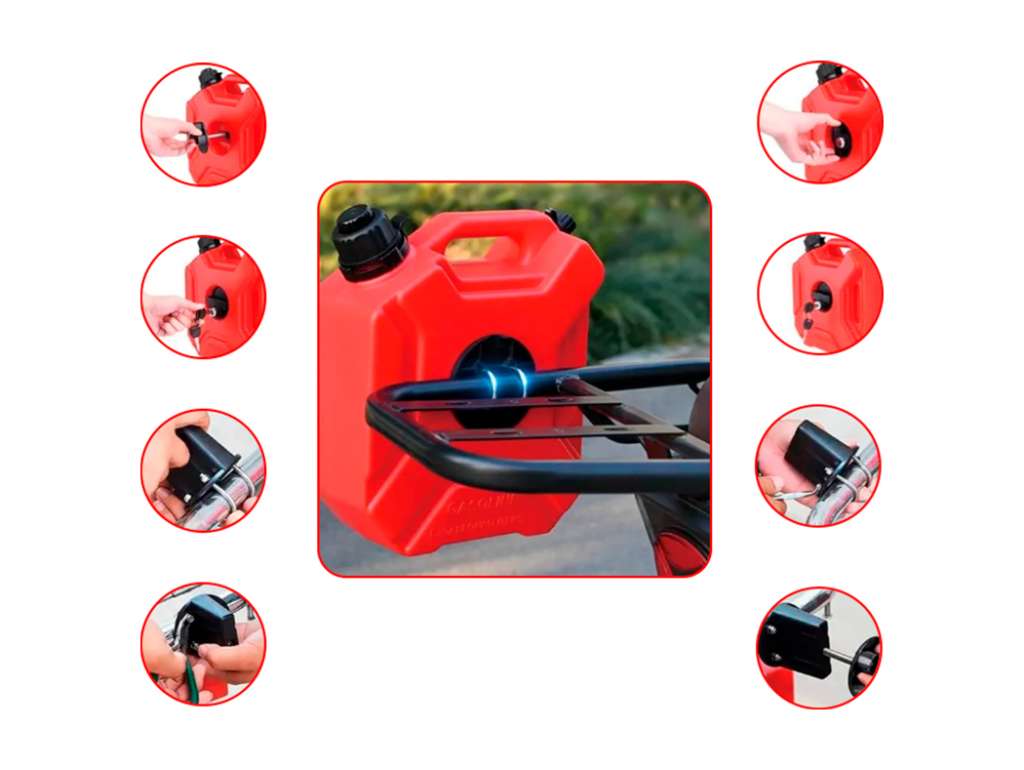 BIDON PLASTICO 5 LITROS C/SOPORTE PARA MOTO AGUA/COMBUSTIBLE