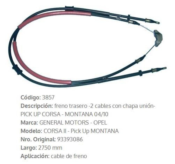 CABLE DE FRENO TRASERO CHEVROLET MONTANA/CORSA PICK-UP 2004