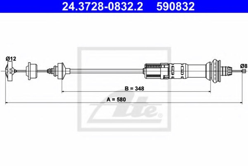 CABLE EMBRAGUE CITROEN - PEUGEOT 206 1.1 1.3 1.6N TU5JP L=595MM REG. AUTOMATICO