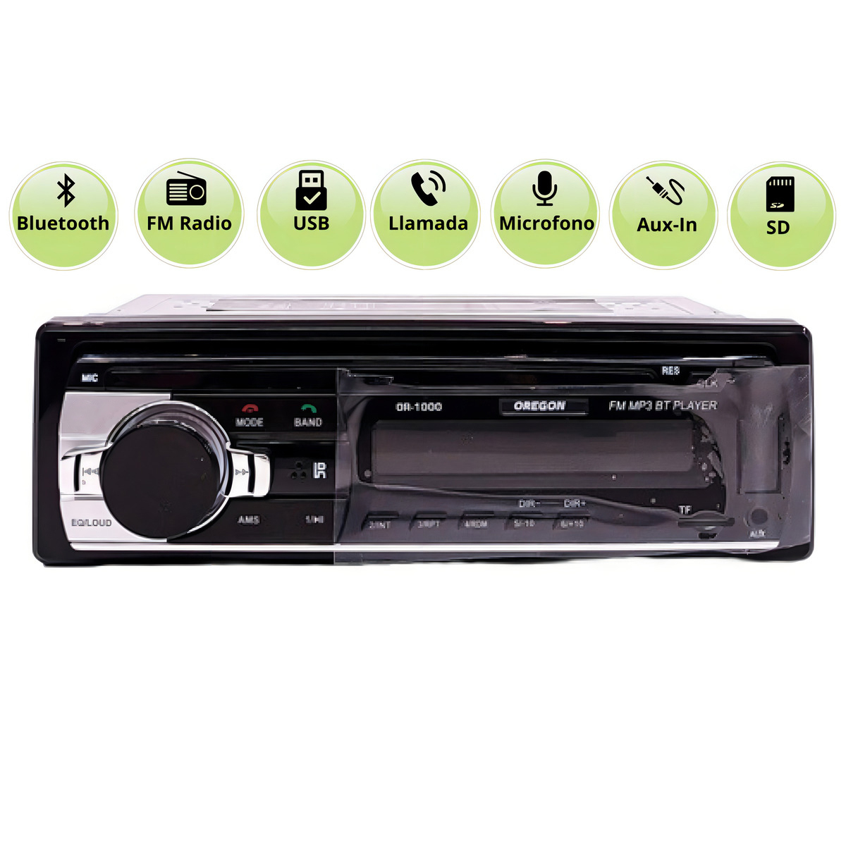 Radio Bluetooth Frente Fijo Sd Mp3 Usb Radio Fm Aux Oregon or-1000